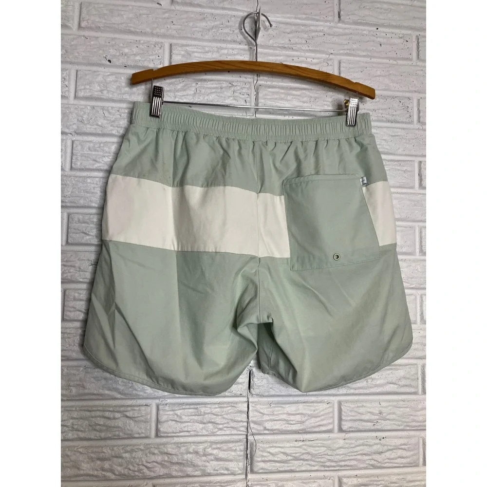 Minnow Swim Shorts Mens L Green Good Colorblock Board Trunks‎ Drawstring
